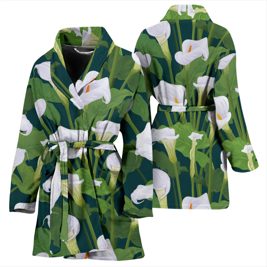 Lily Pattern Print Design 04 Women Bathrobe