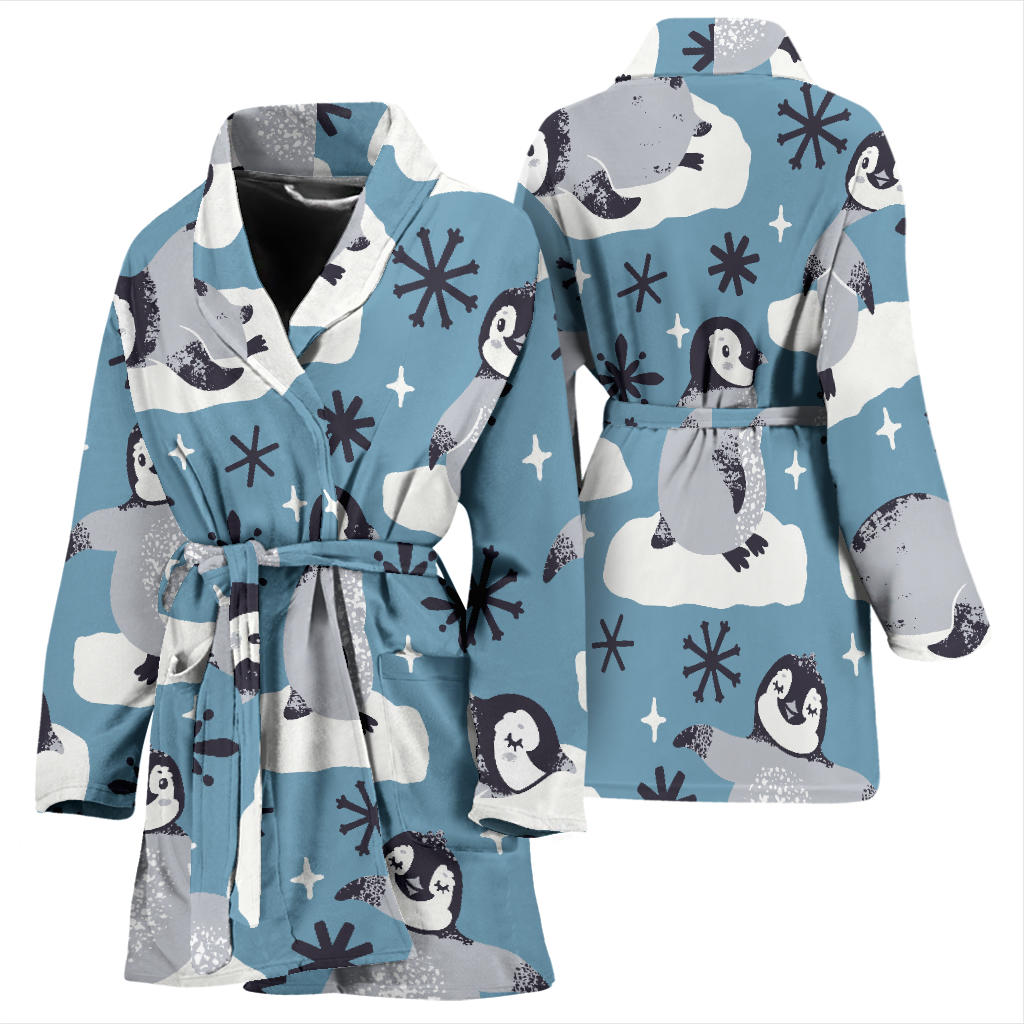 Penguin Pattern Print Design A05 Women Bathrobe