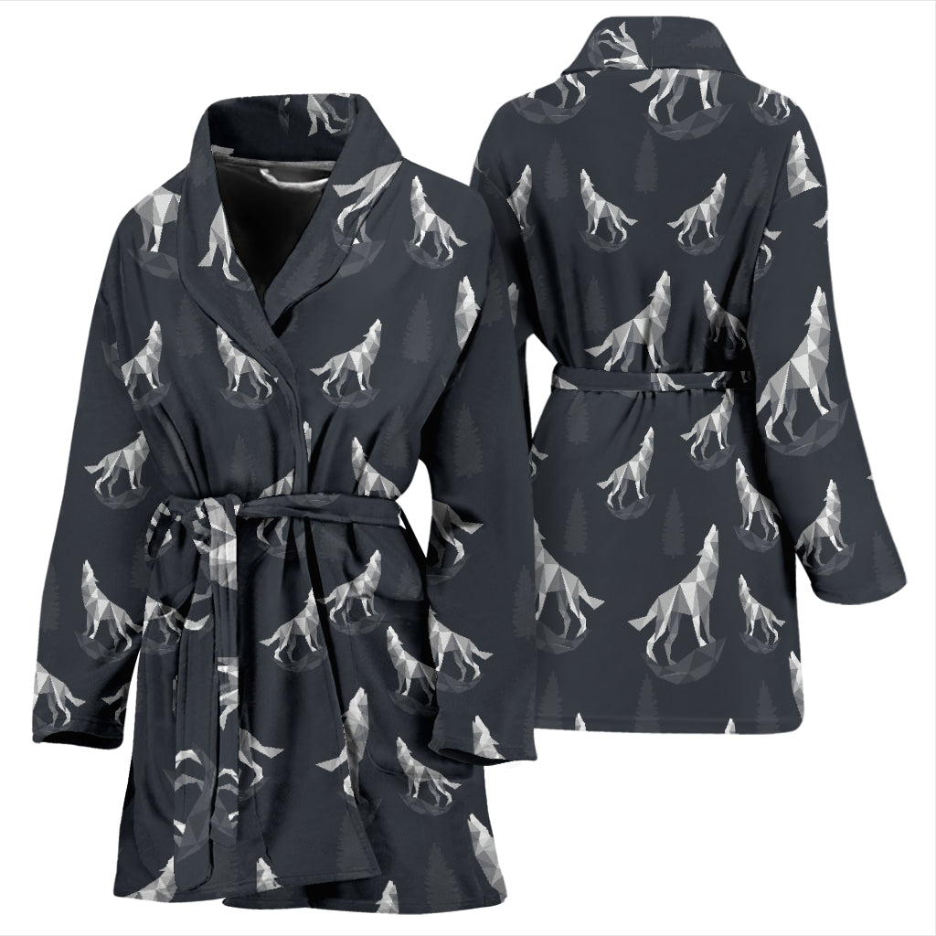 Wolf Print Design LKS303 Women Bathrobe