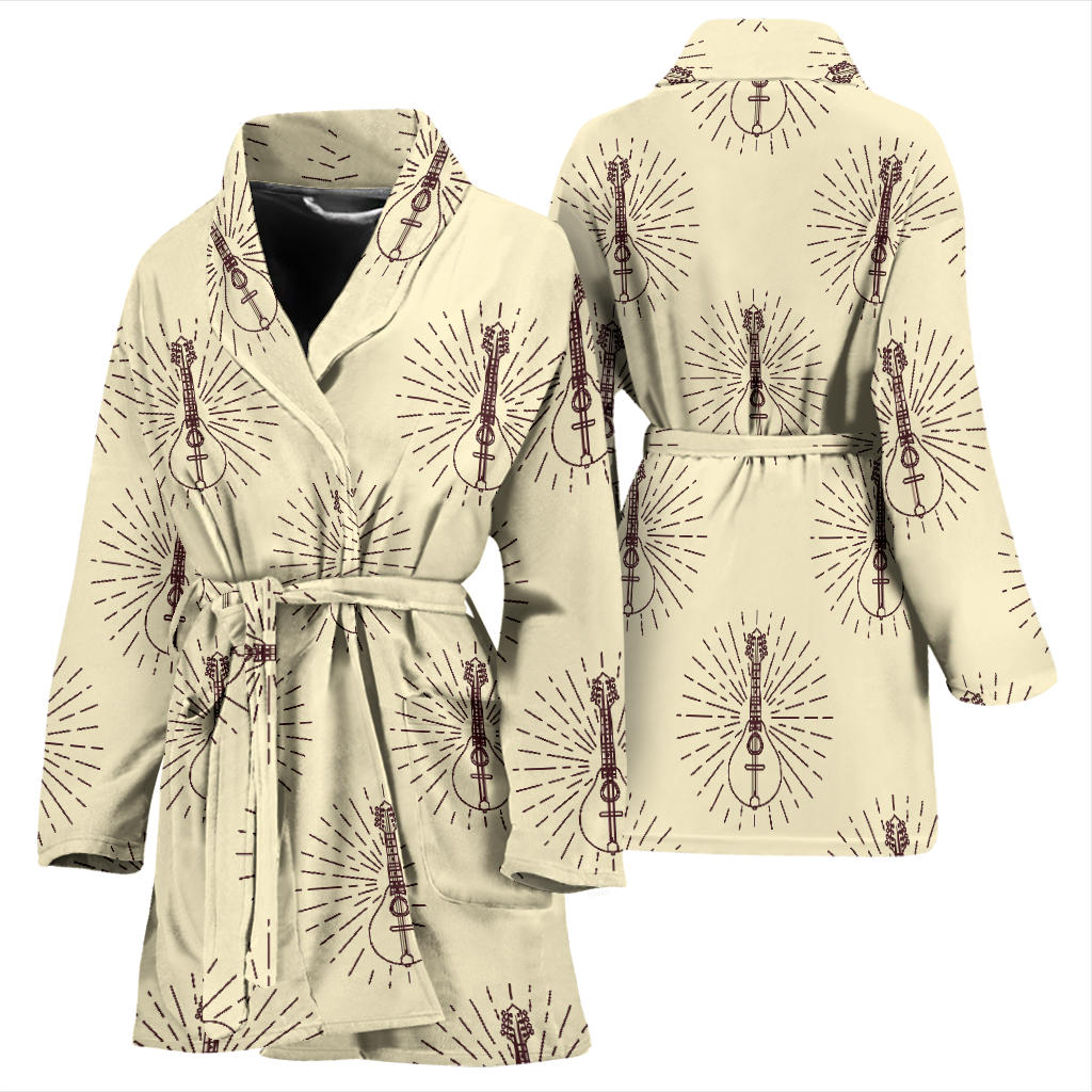 Mandolin Pattern Print Design 02 Women Bathrobe
