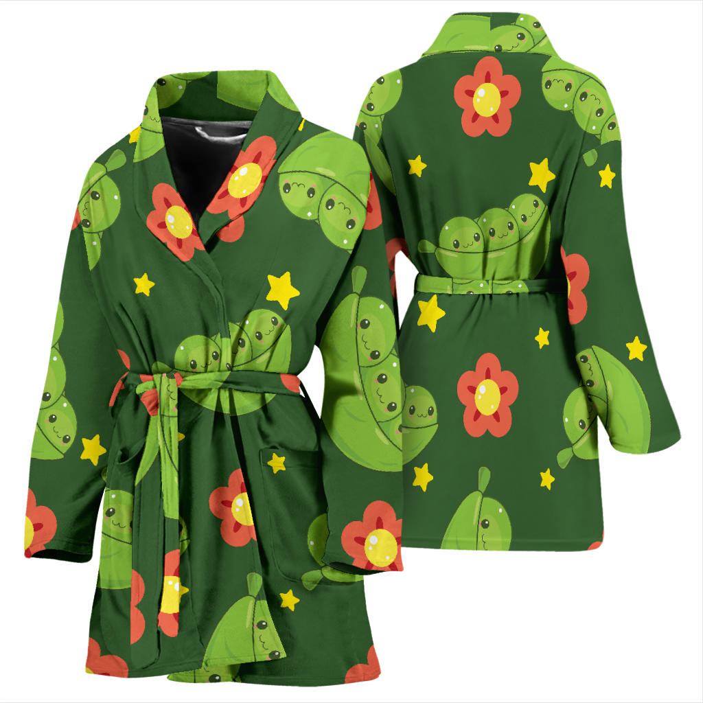 Peas Pattern Print Design A01 Women Bathrobe