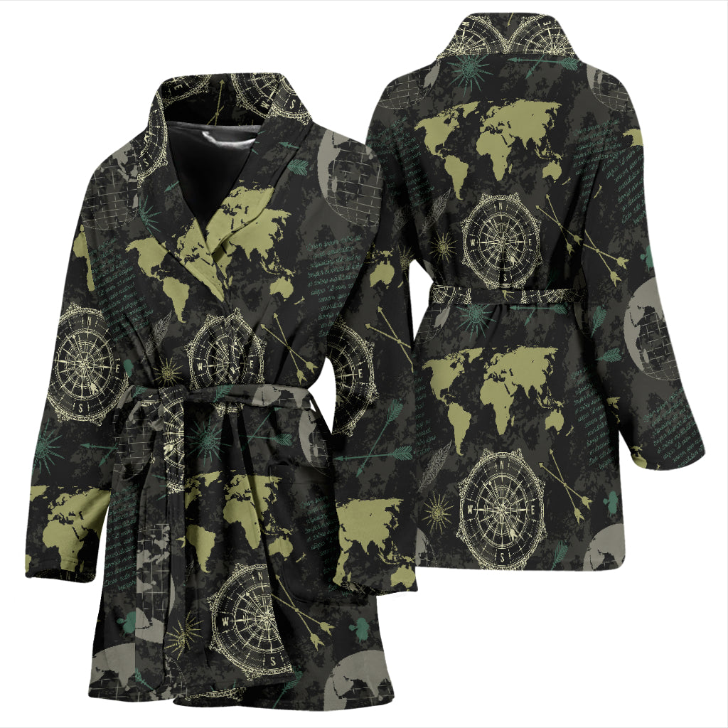 World Map Print Design LKS303 Women Bathrobe