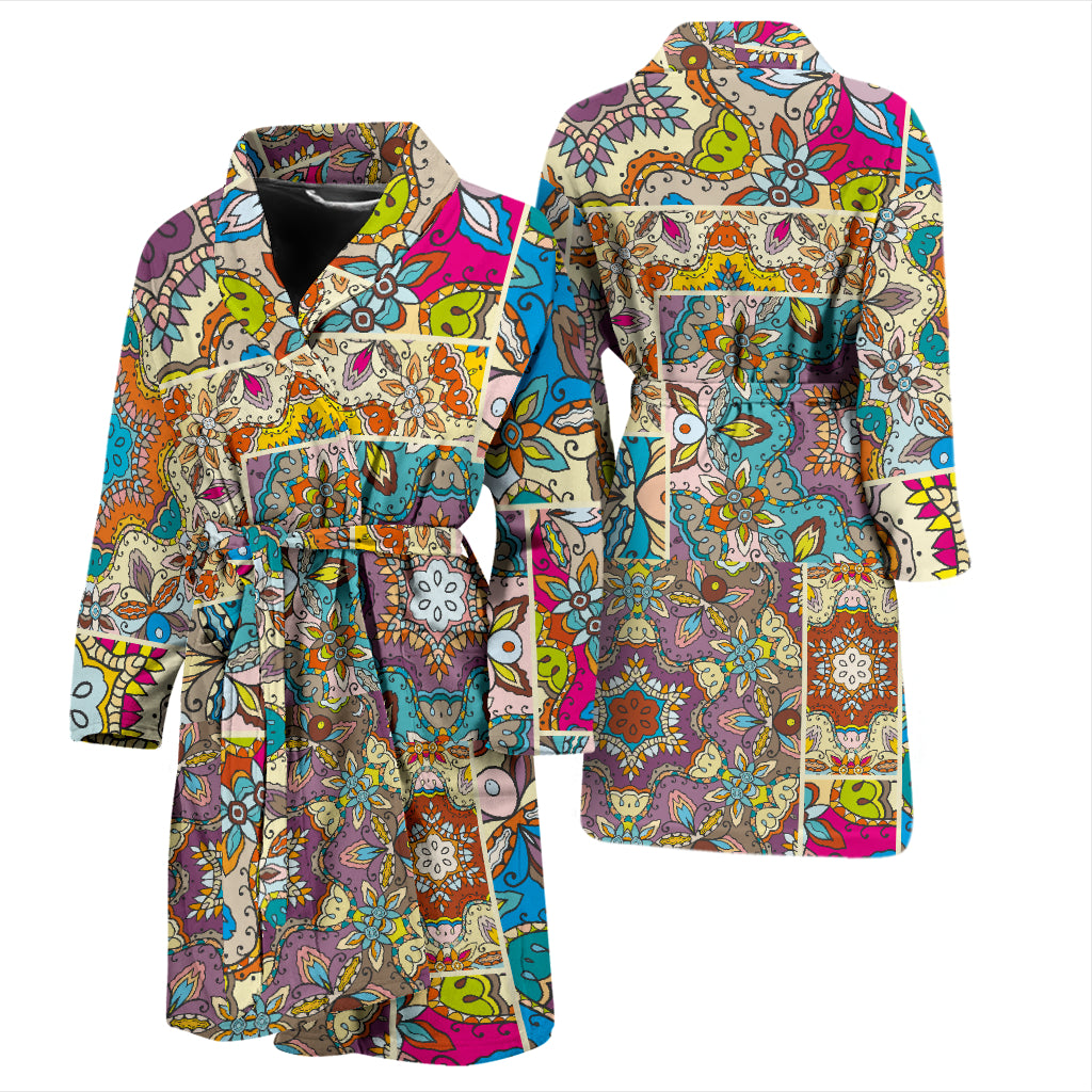 Patchwork Print Design LKS402 Men Bathrobe