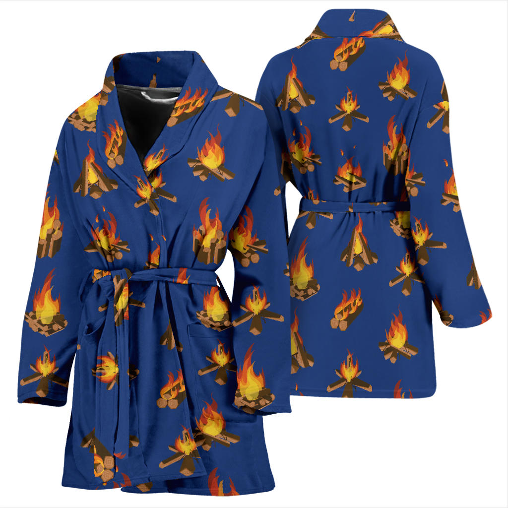 Campfire Pattern Print Design 03 Women Bathrobe