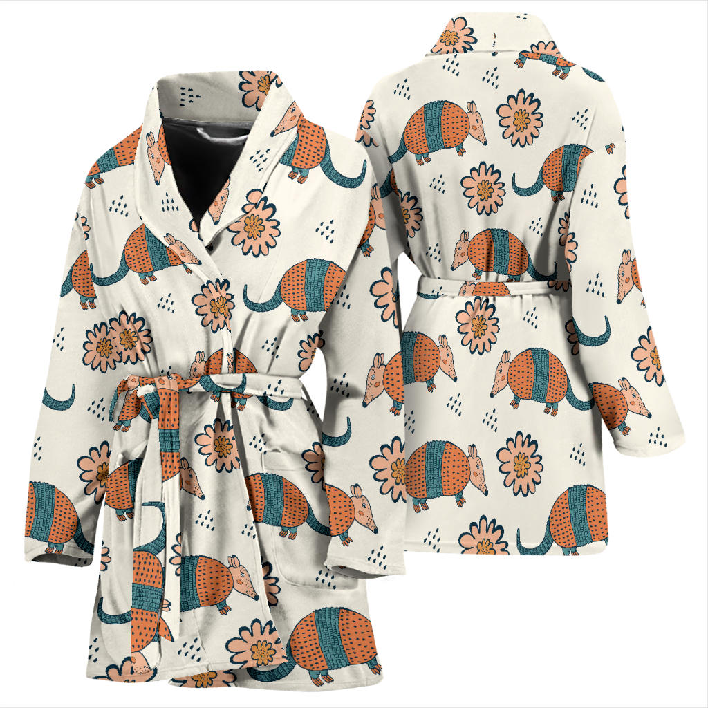 Armadillo Pattern Print Design 02 Women Bathrobe