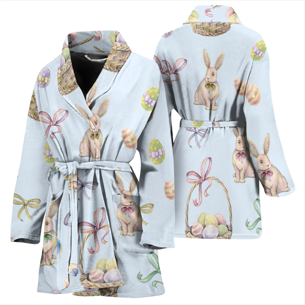 Rabbit Easter Eggs Pattern Print Design 03 Women Bathrobe