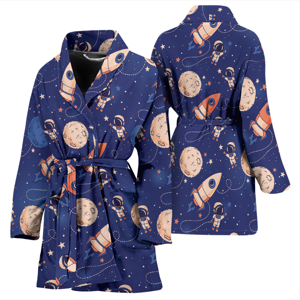 Space Astronaut Rocket Print Design LKS304 Women Bathrobe