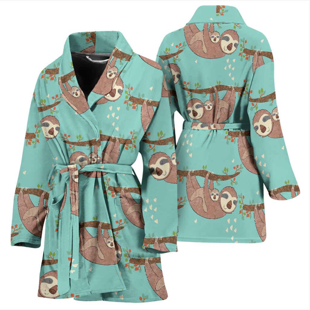 Sloth Print Design LKS302 Women Bathrobe