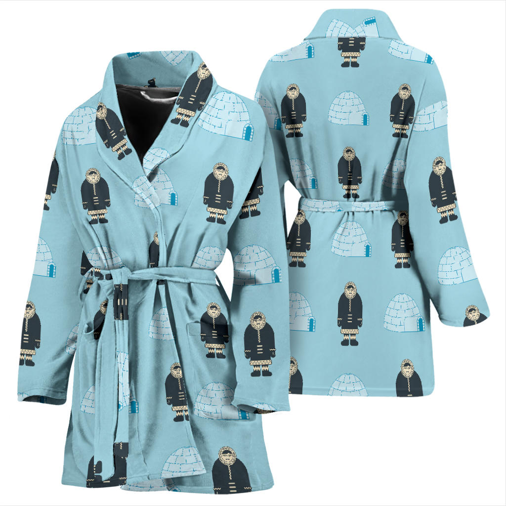 Eskimo Pattern Print Design 03 Women Bathrobe