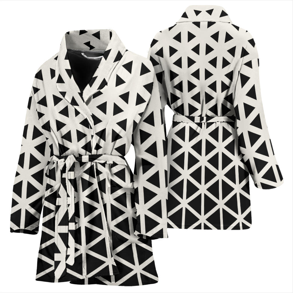 Geometric Black White Pattern Print Design 03 Women Bathrobe