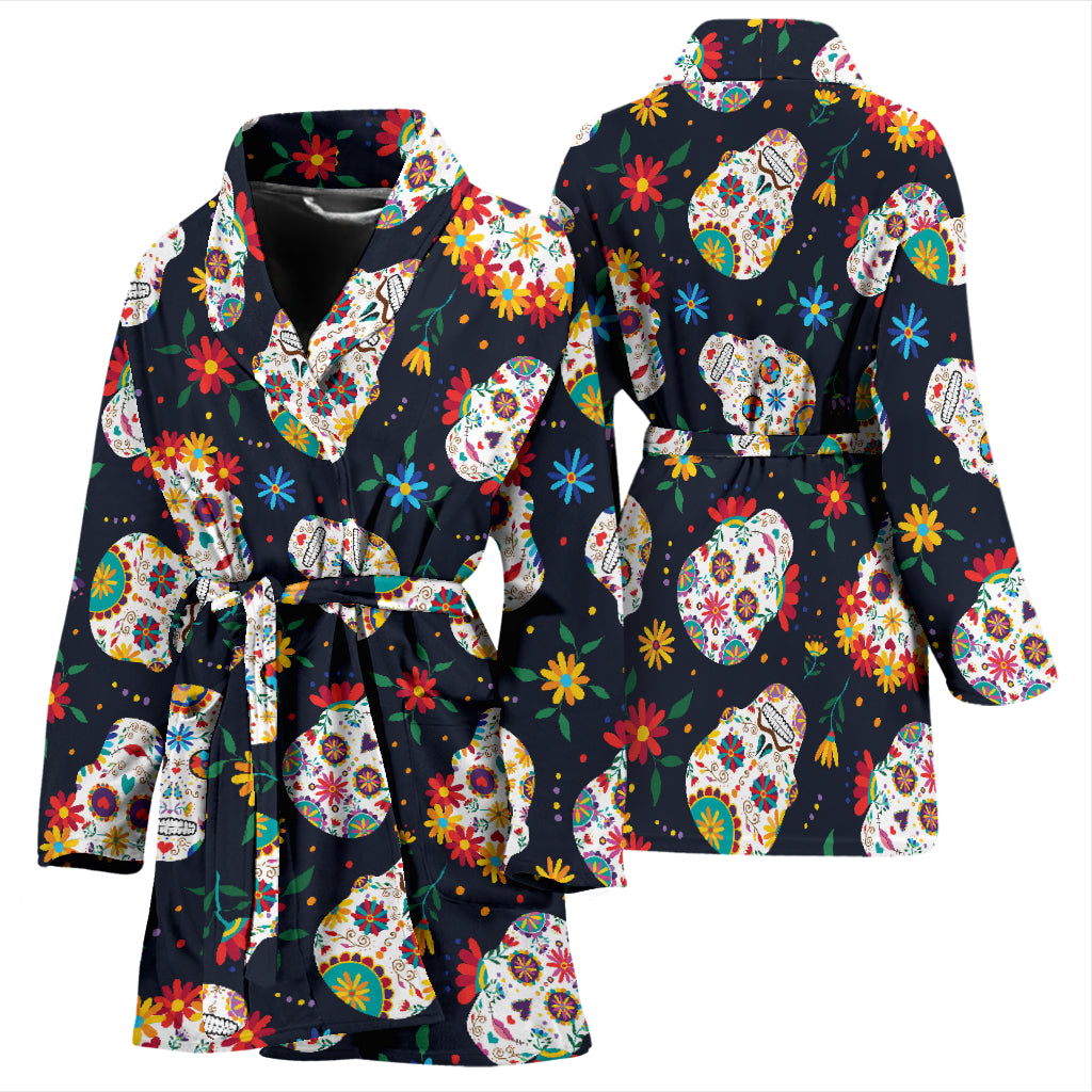 Sugar Skull Print Design LKS305 Women Bathrobe