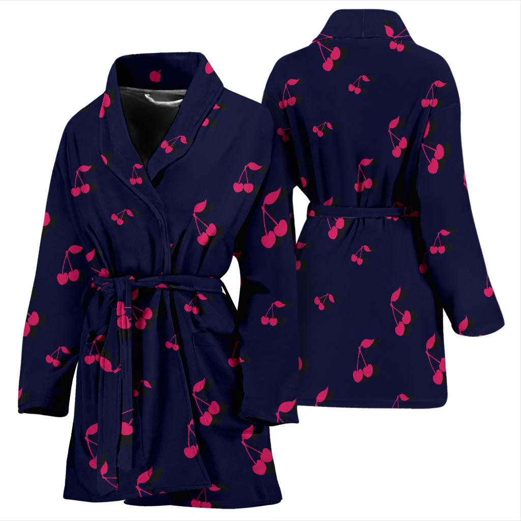 Cherry Pattern Print Design 02 Women Bathrobe