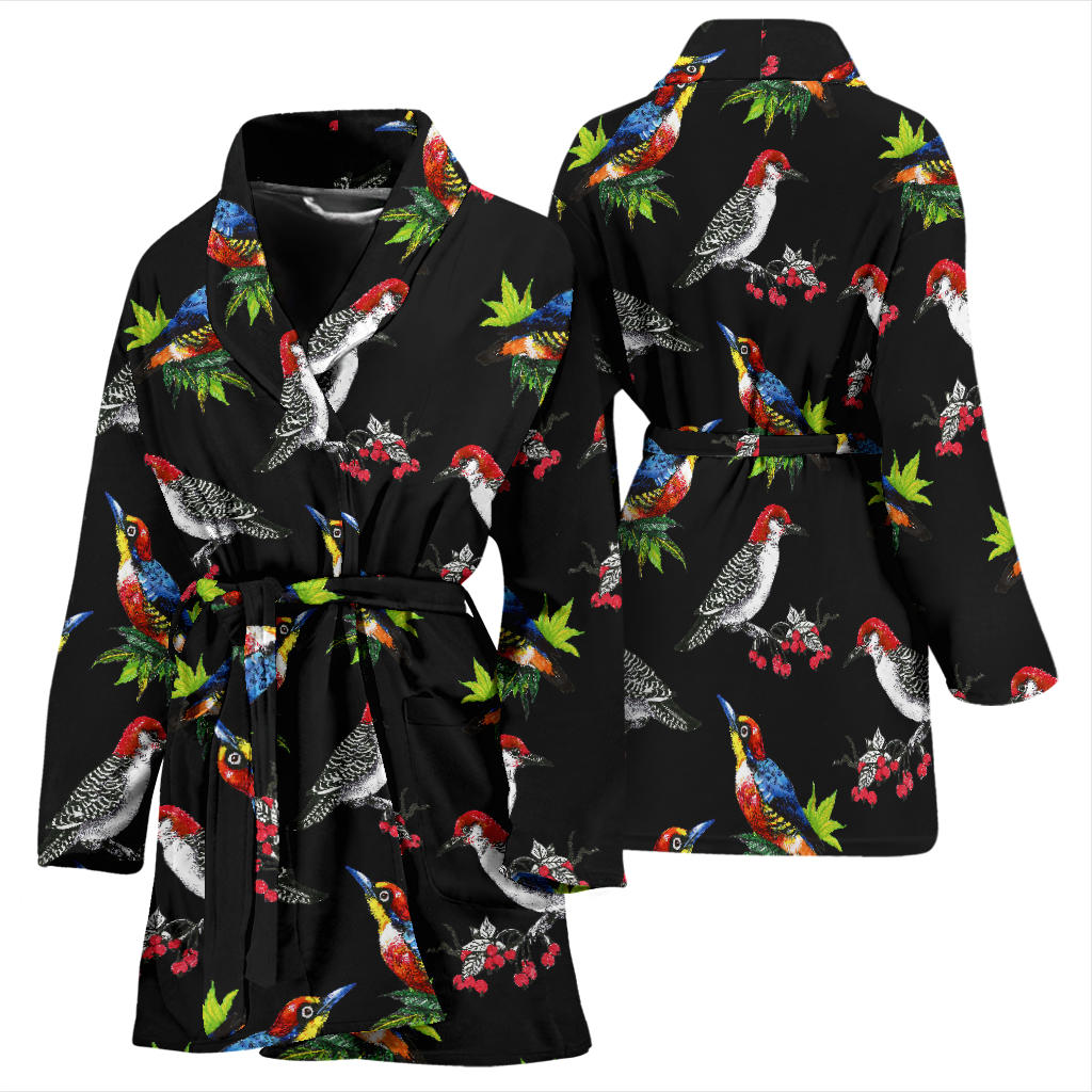 Birds Pattern Print Design 06 Women Bathrobe