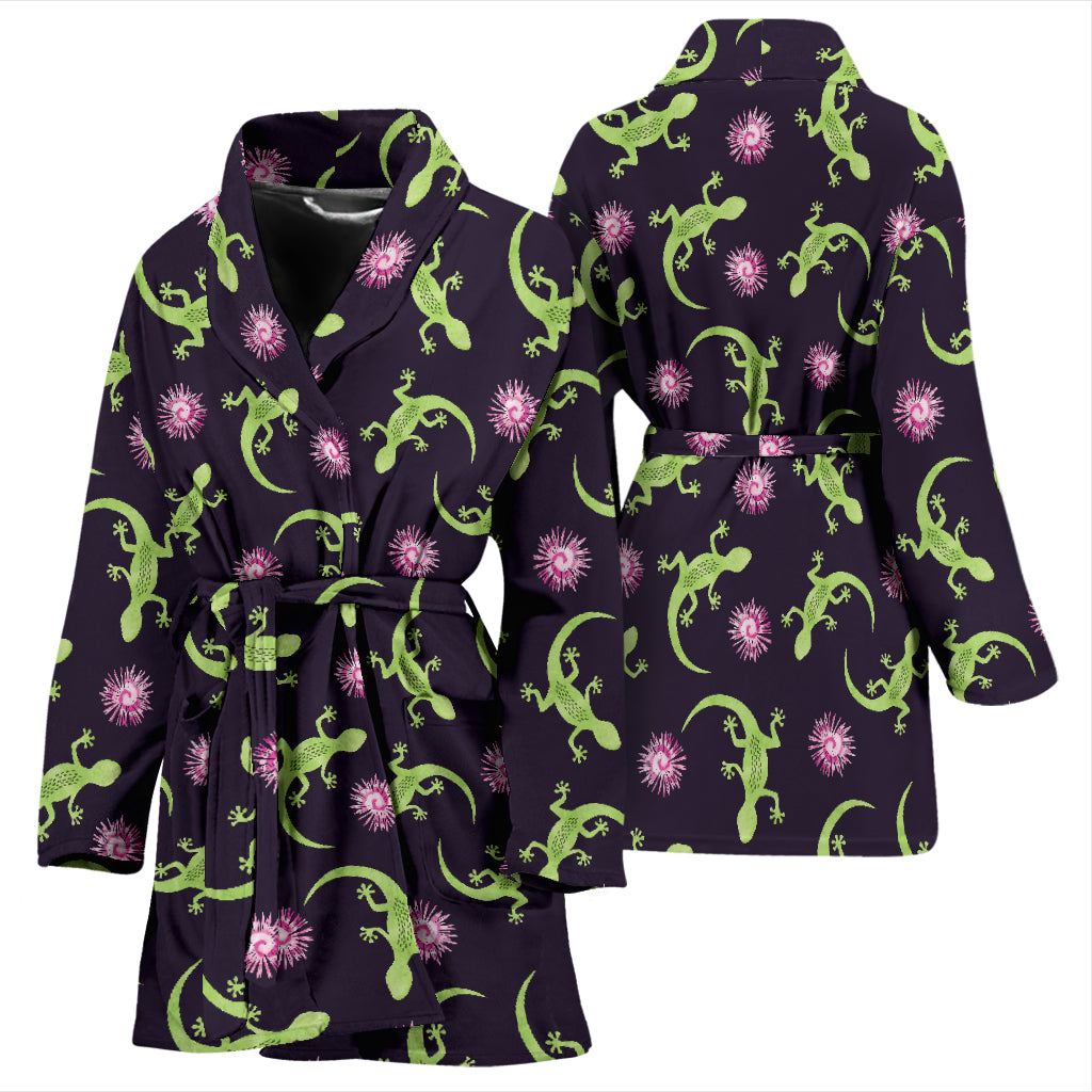 lizard Print Design LKS402 Women Bathrobe
