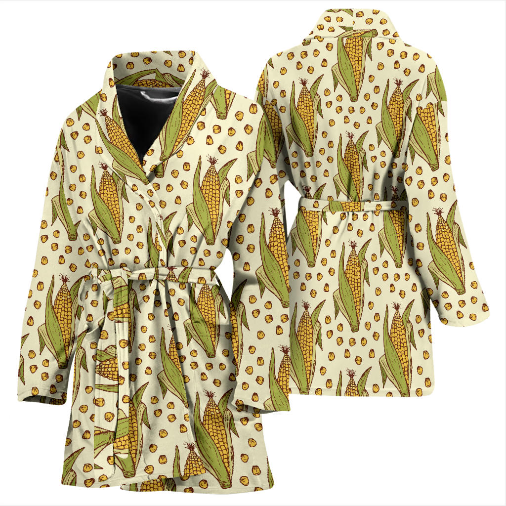 Corn Pattern Print Design 01 Women Bathrobe