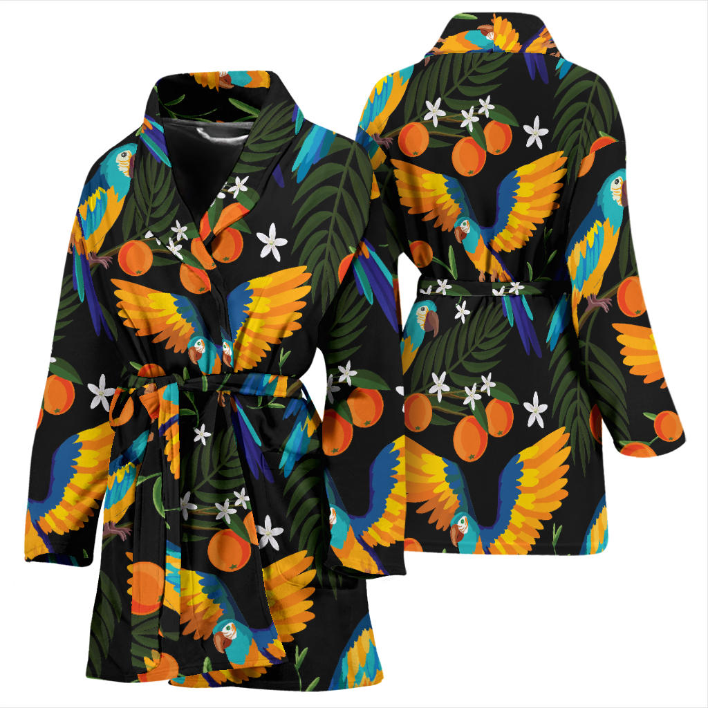 Macaw Pattern Print Design 03 Women Bathrobe