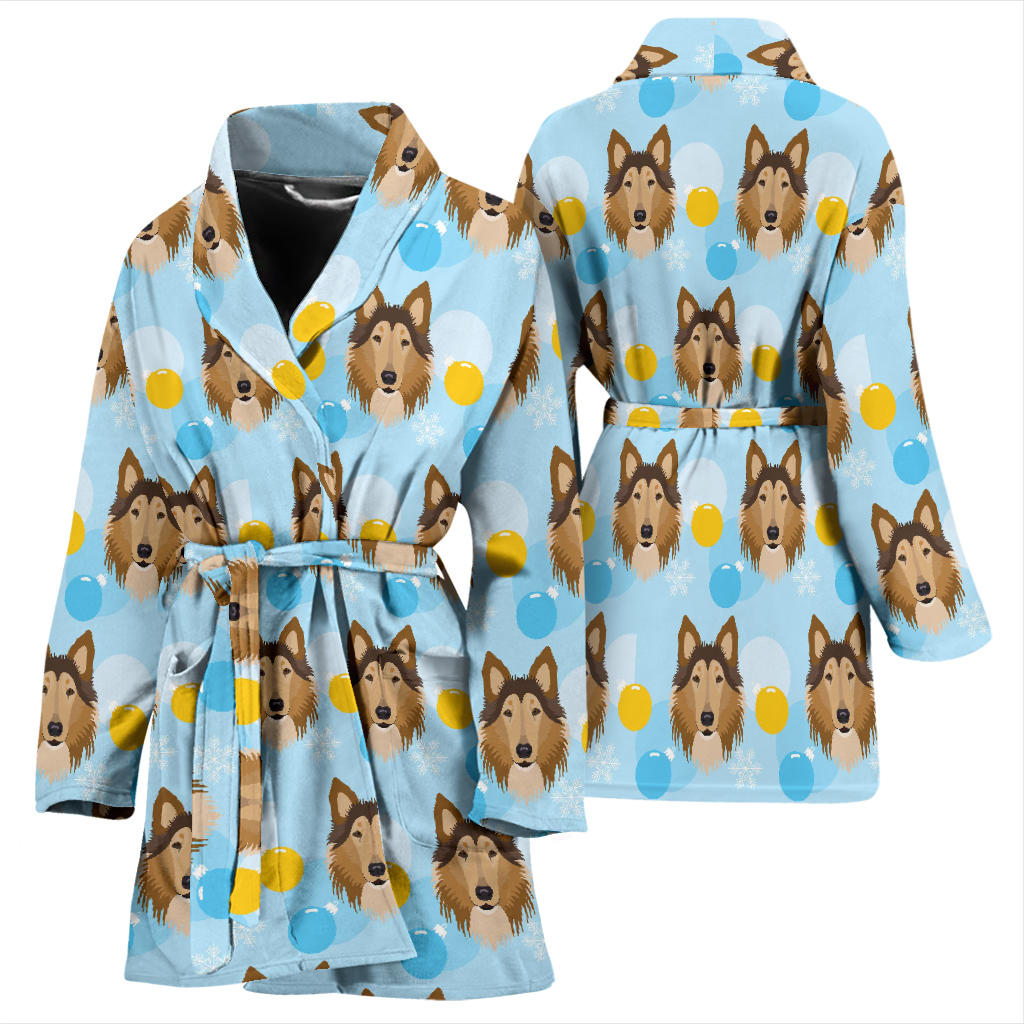 Collies Pattern Print Design 02 Women Bathrobe
