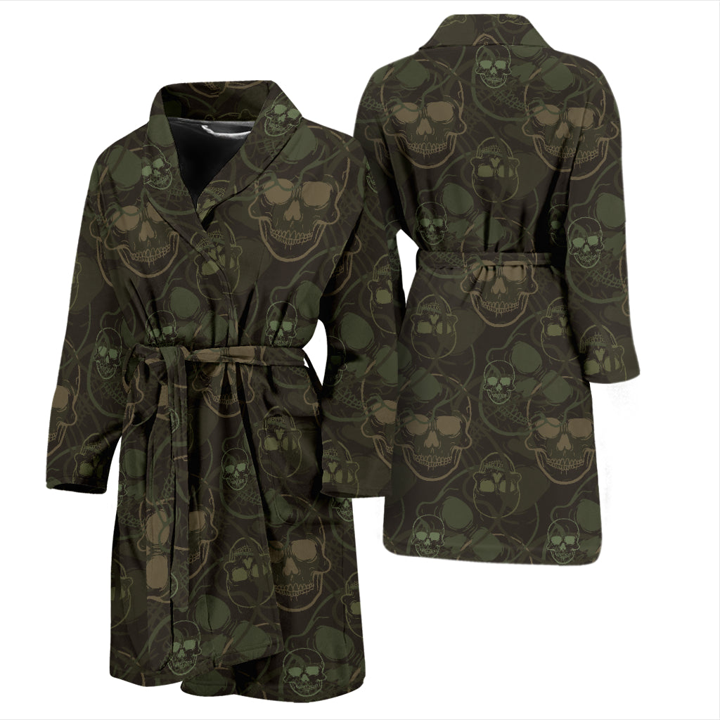 Skull Camo Style Print Design LKS308 Men Bathrobe