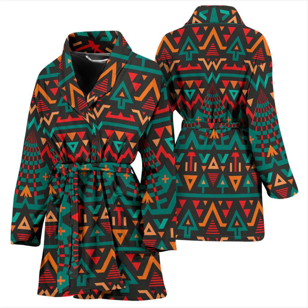 Aztec Pattern Print Design 04 Women Bathrobe