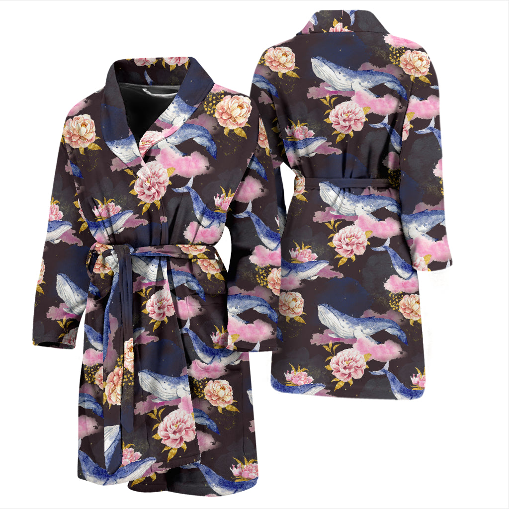 Blue Whale Print Design LKS401 Men Bathrobe