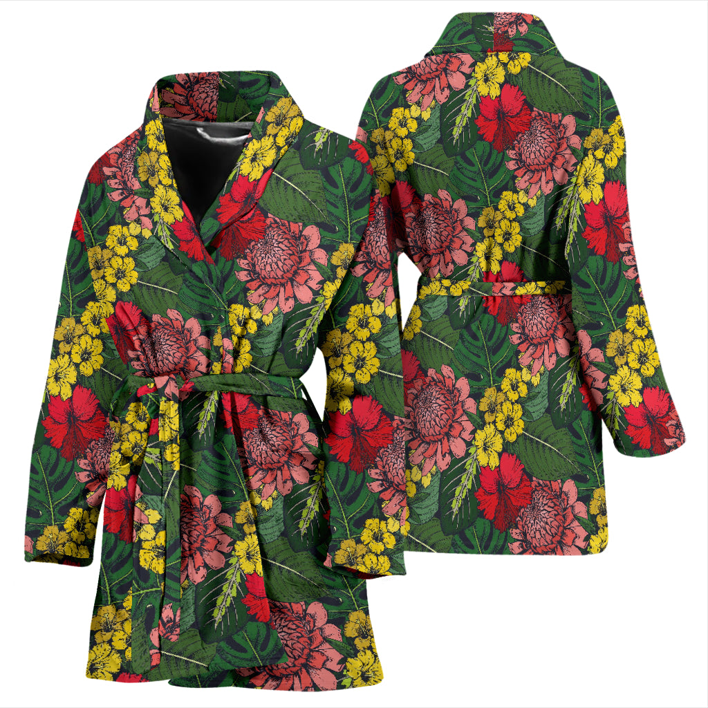 Summer Floral Print Design LKS305 Women Bathrobe