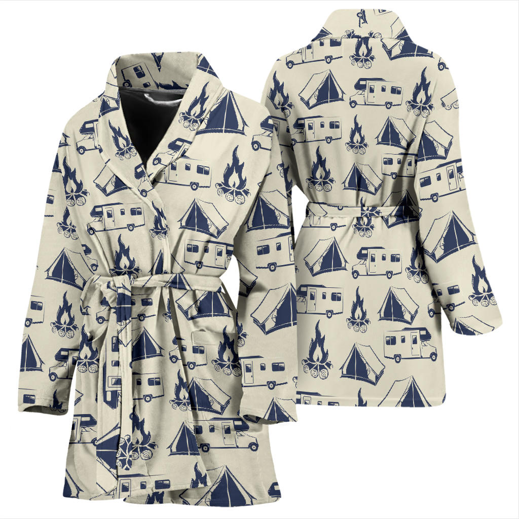 Campfire Pattern Print Design 01 Women Bathrobe