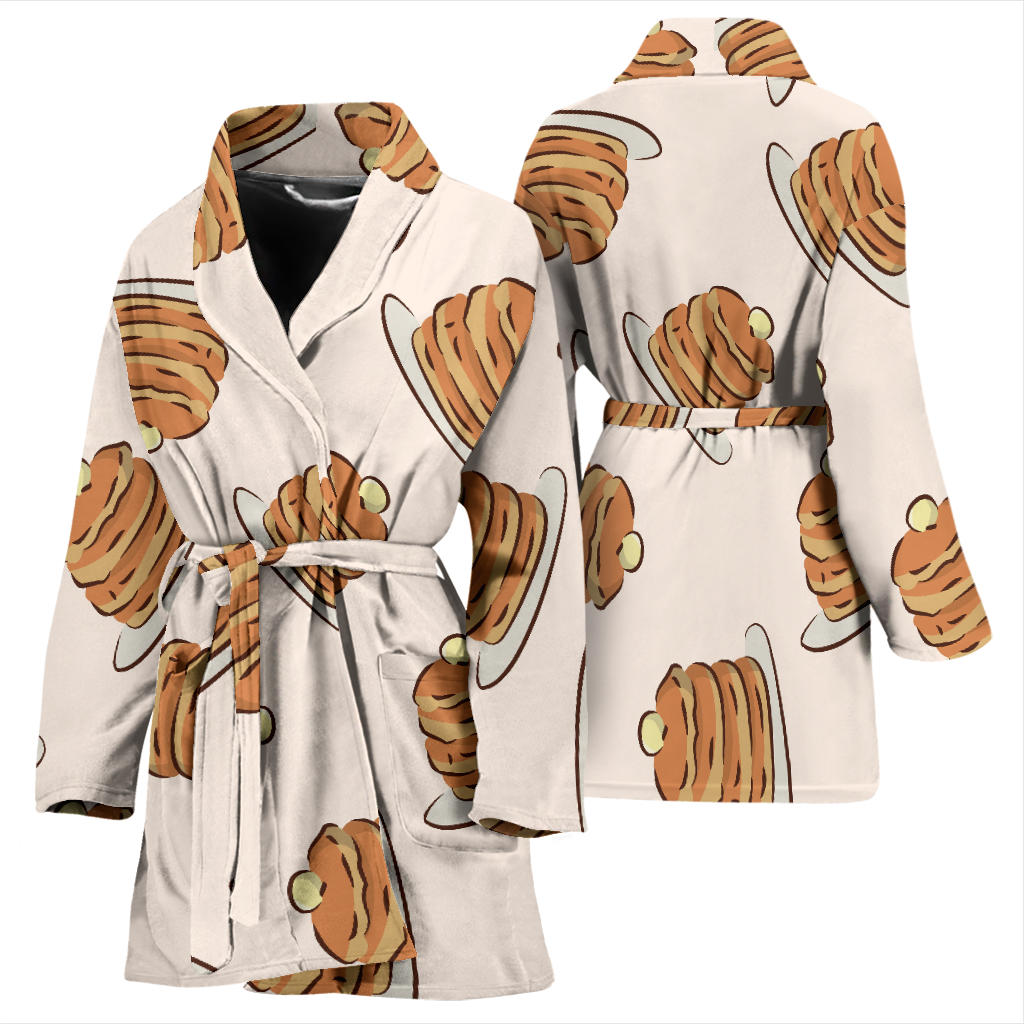 Pancake Pattern Print Design A01 Women Bathrobe