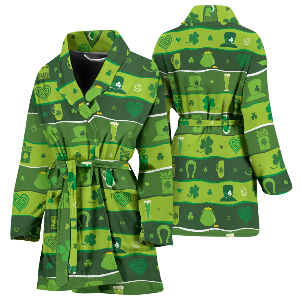 Shamrock Print Design LKS303 Women Bathrobe