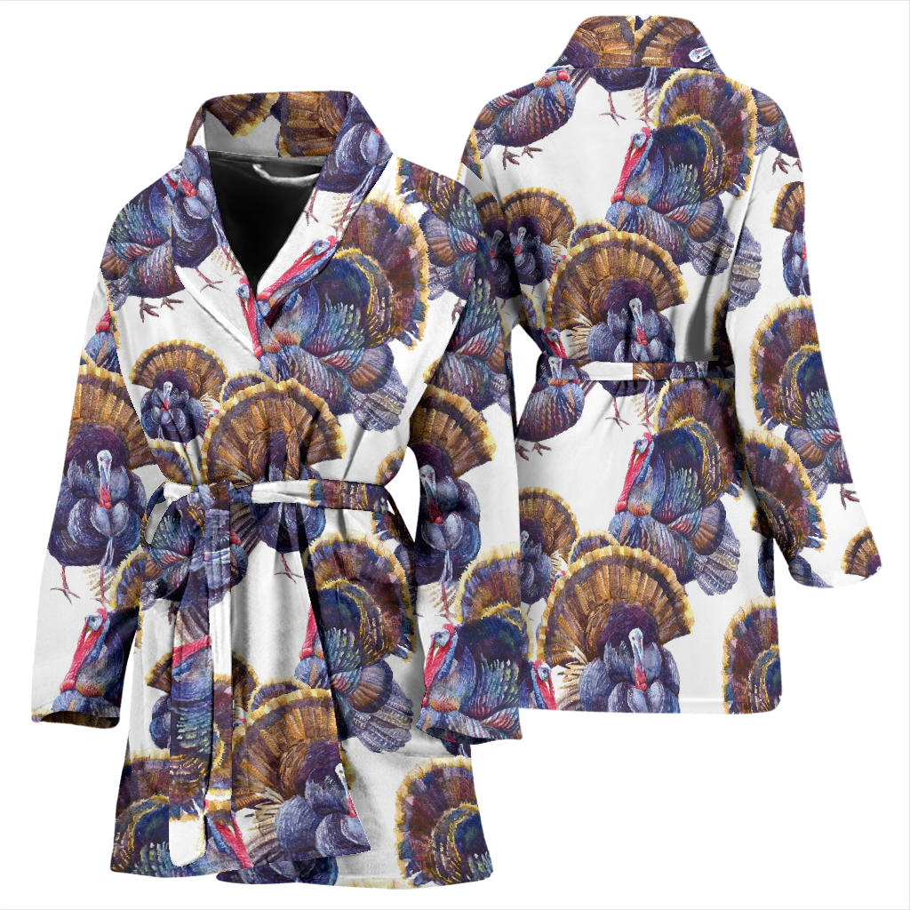 Turkey Pattern Print Design 01 Women Bathrobe