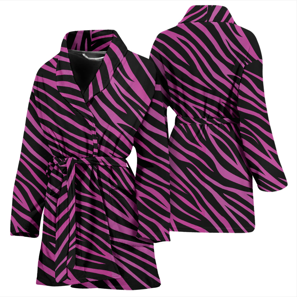 Zebra Pink Print Design LKS304 Women Bathrobe