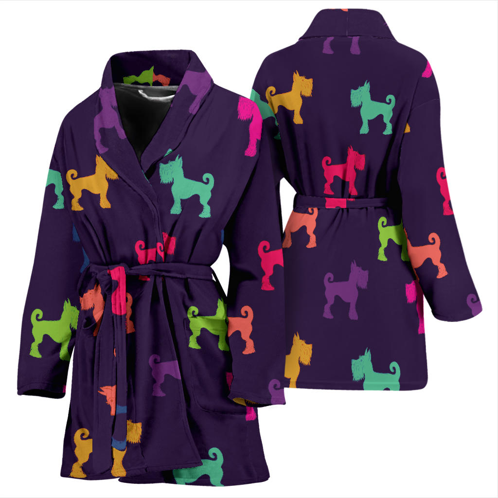 Schnauzers Pattern Print Design A05 Women Bathrobe