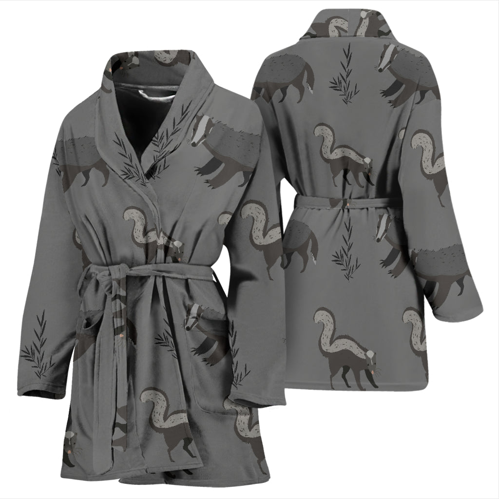 Skunk Print Design LKS301/womenbathrobe.jpg Women Bathrobe
