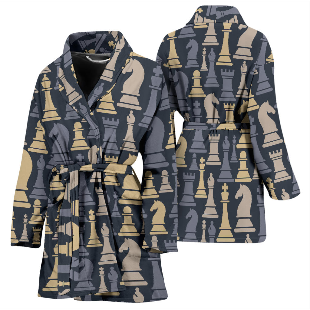 Chess Pattern Print Design 04 Women Bathrobe