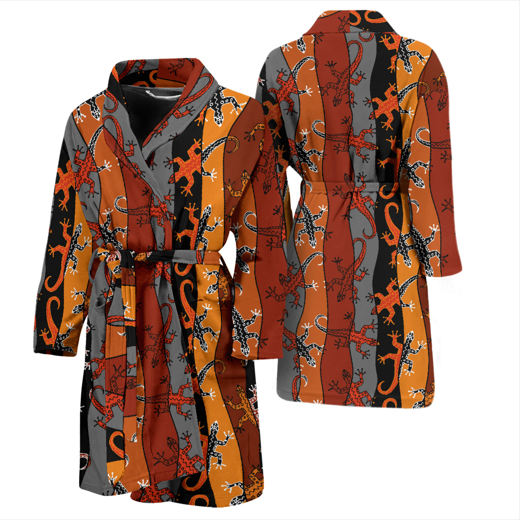 lizard Print Design LKS403 Men Bathrobe