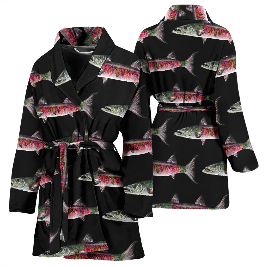 Barracuda Pattern Print Design 02 Women Bathrobe