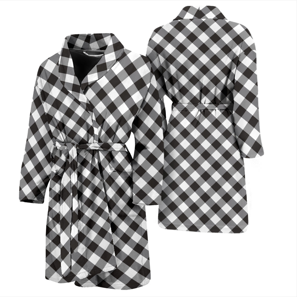 Gingham Print Design LKS402 Men Bathrobe