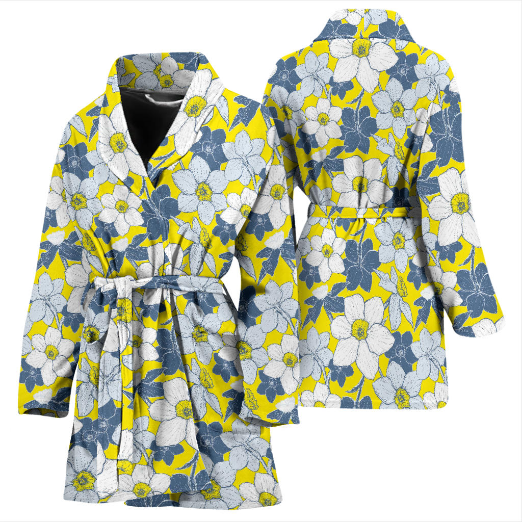 Daffodils Pattern Print Design 01 Women Bathrobe