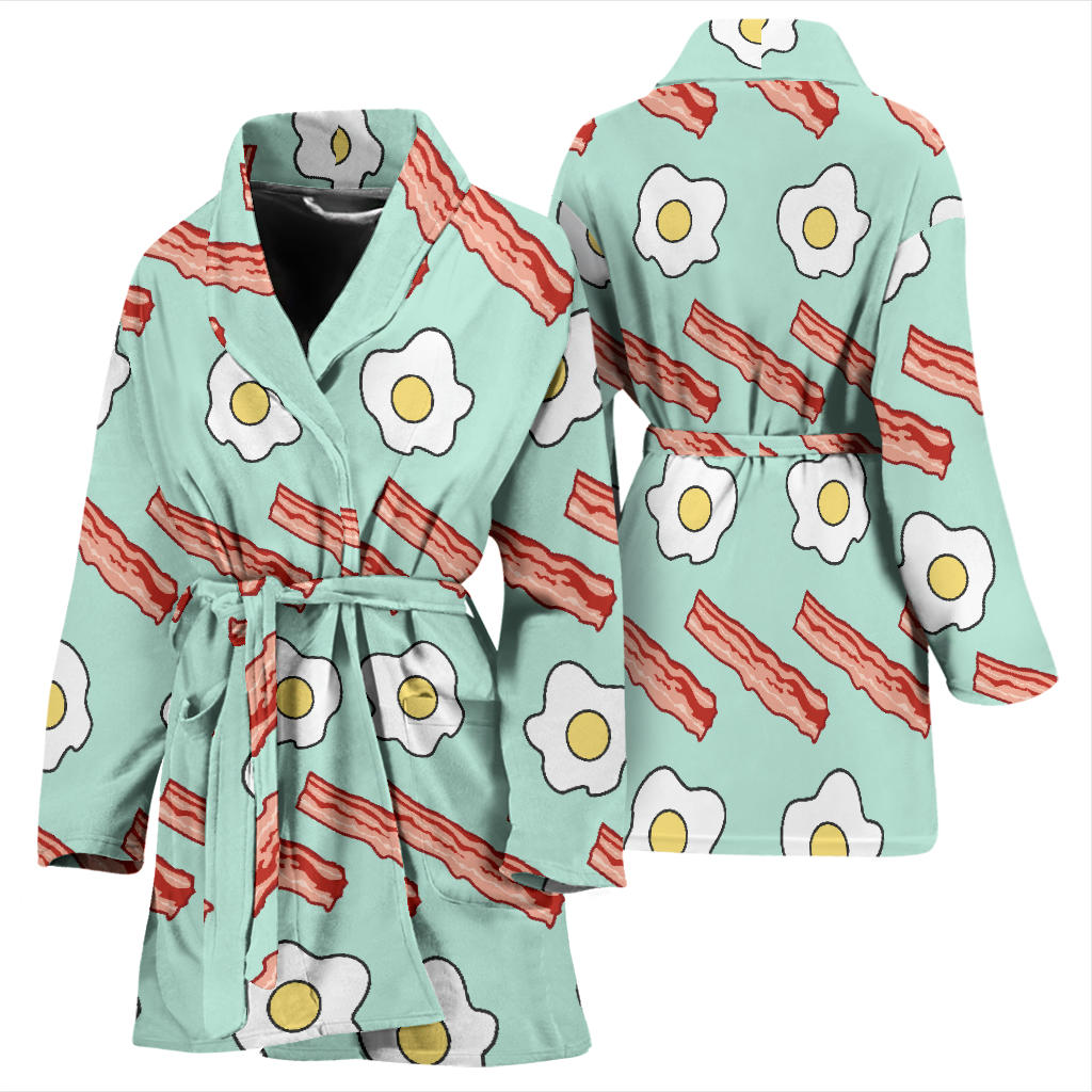 Bacon Sausage Pattern Print Design 01 Women Bathrobe