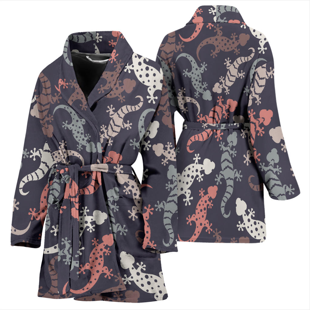 Gecko Pattern Print Design 02 Women Bathrobe