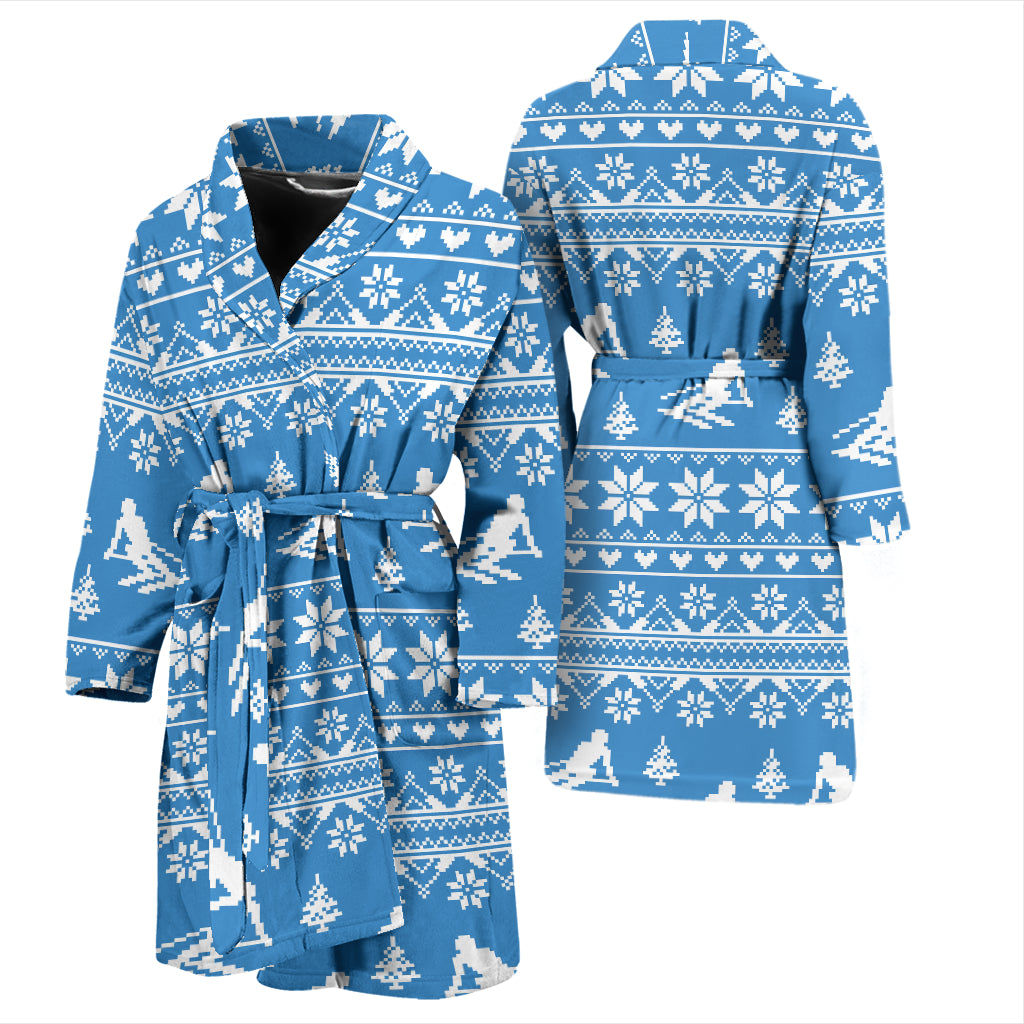 Ski Knit Pattern Print Design LKS302 Men Bathrobe