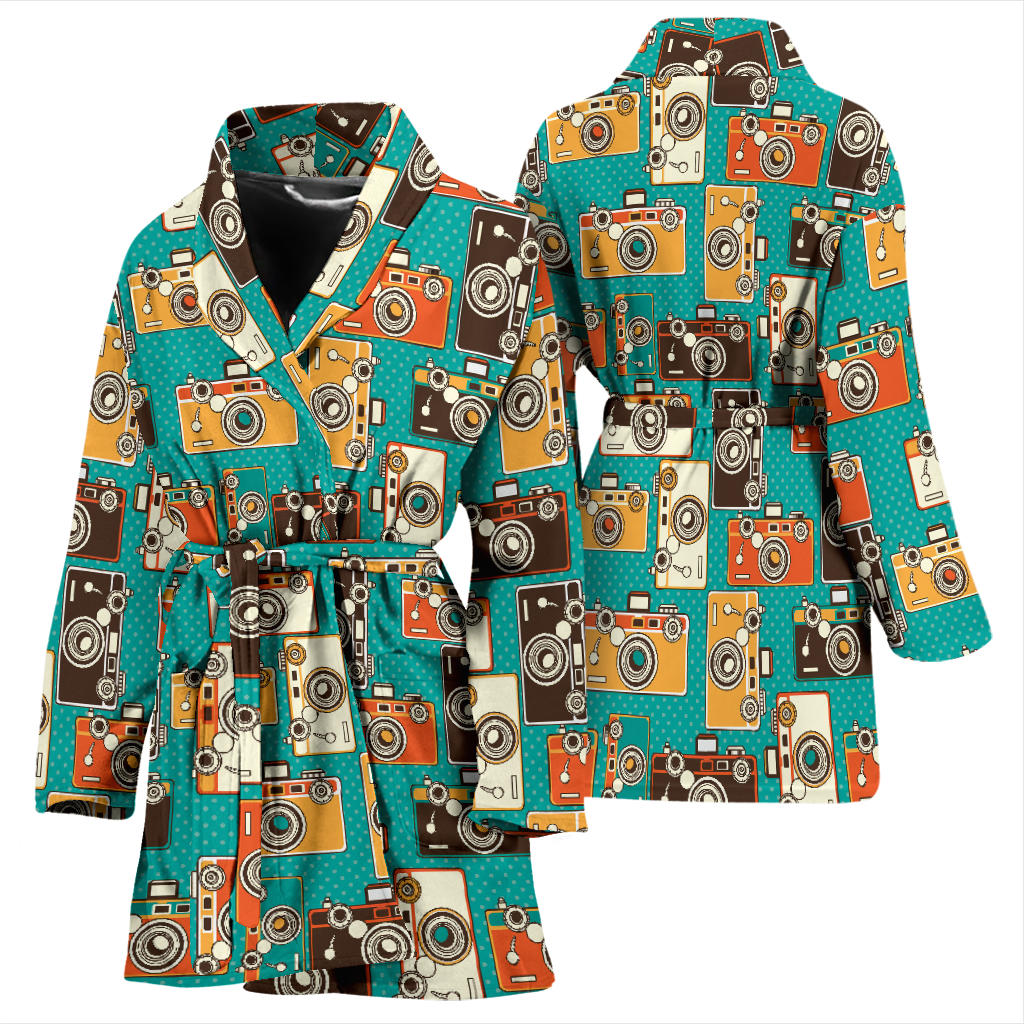 Camera Pattern Print Design 02 Women Bathrobe