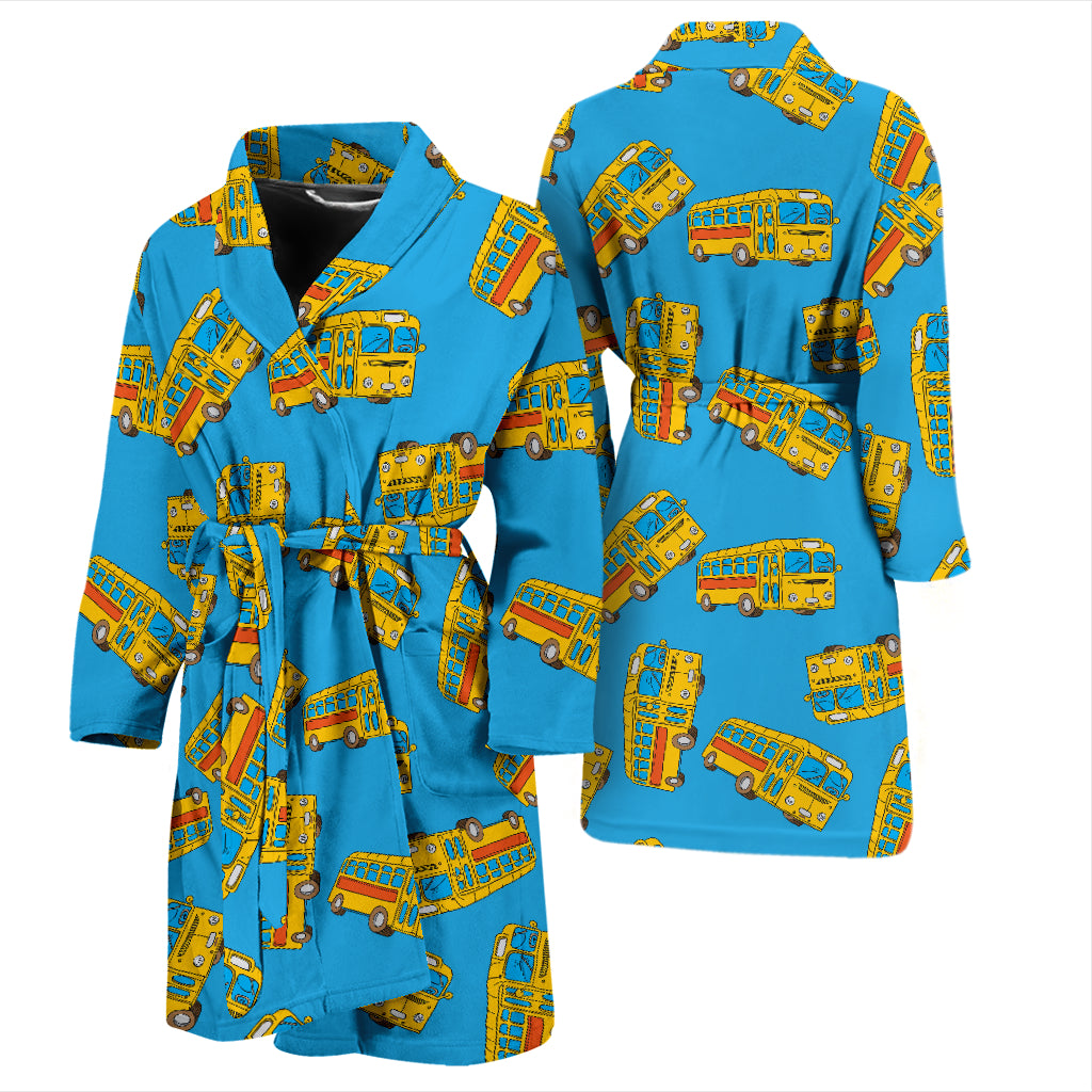 School Bus Print Design LKS302 Men Bathrobe