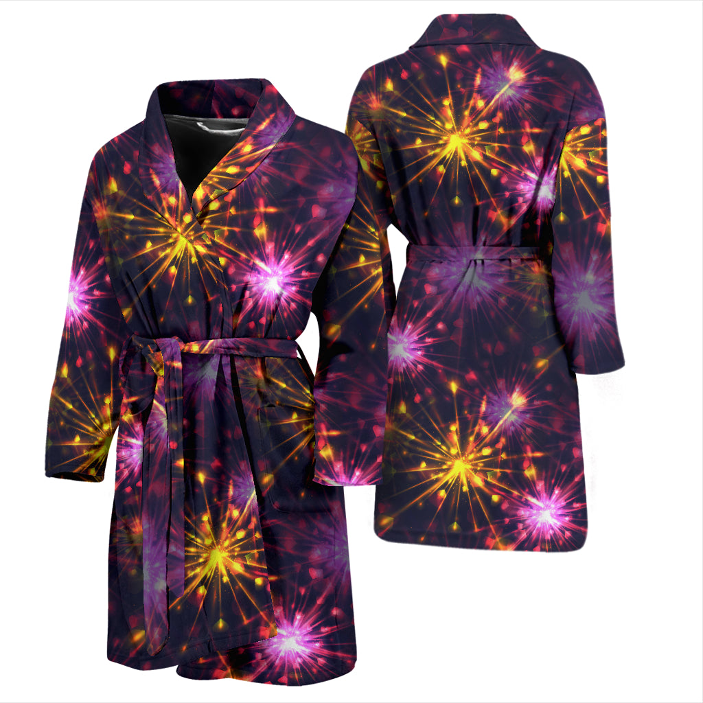 Firework Print Design LKS303 Men Bathrobe