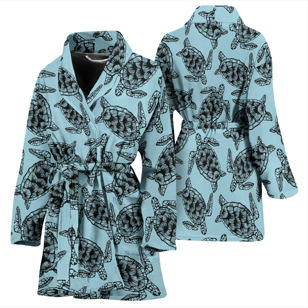 Sea Turtle Print Design LKS3010 Women Bathrobe