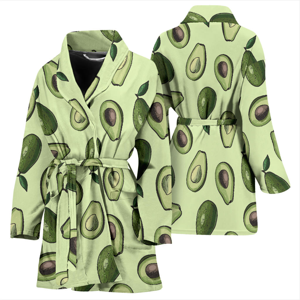 Avocado Pattern Print Design 02 Women Bathrobe