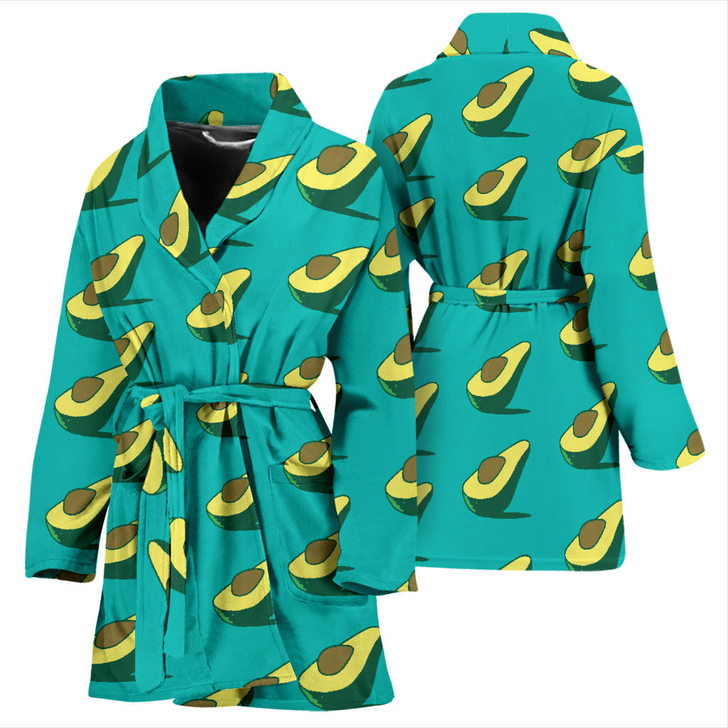 Avocado Pattern Print Design 03 Women Bathrobe