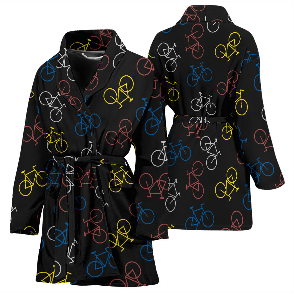 Bicycle Pattern Print Design 03 Women Bathrobe