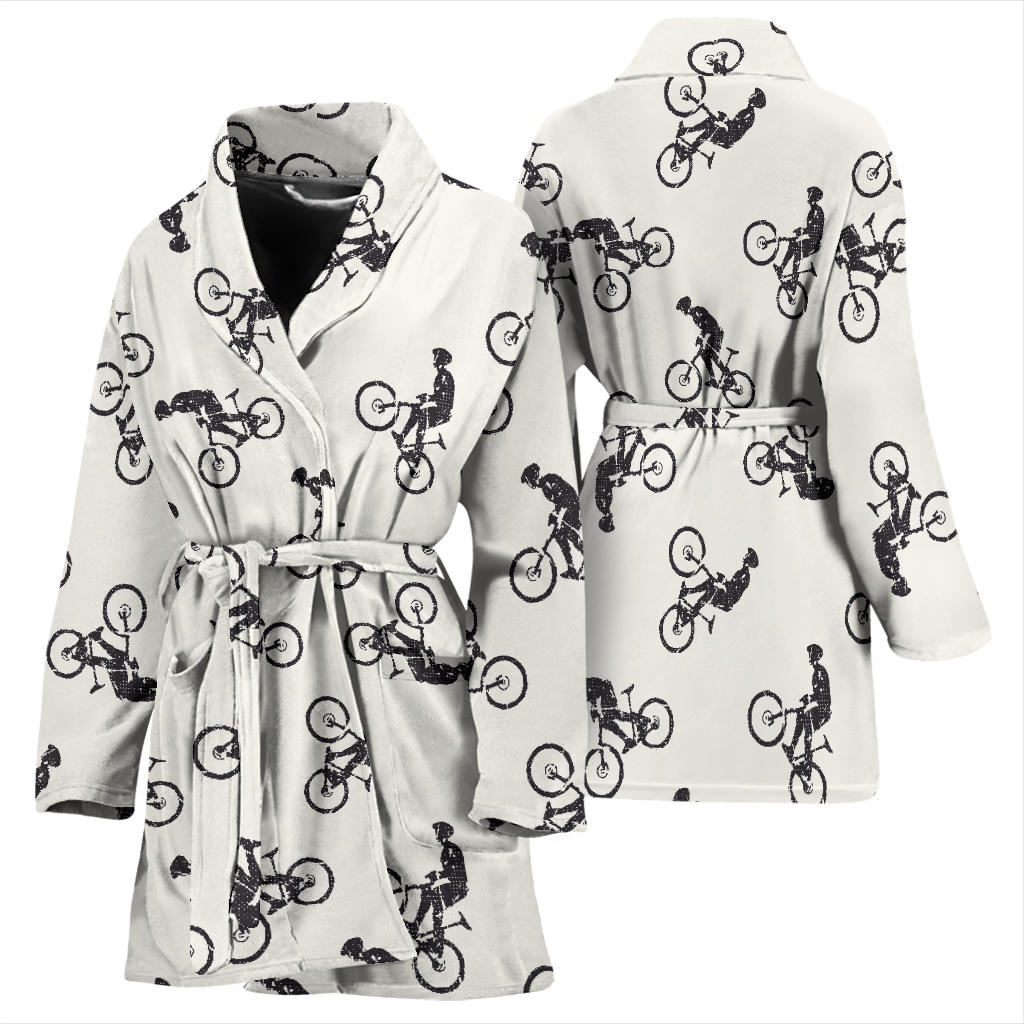 Mountain bike Pattern Print Design 01 Women Bathrobe