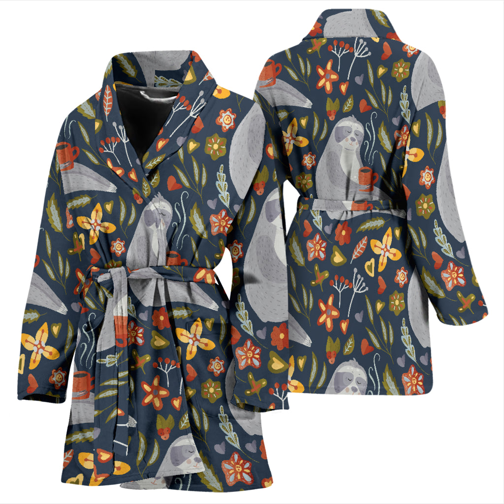 Sloth Print Design LKS303 Women Bathrobe