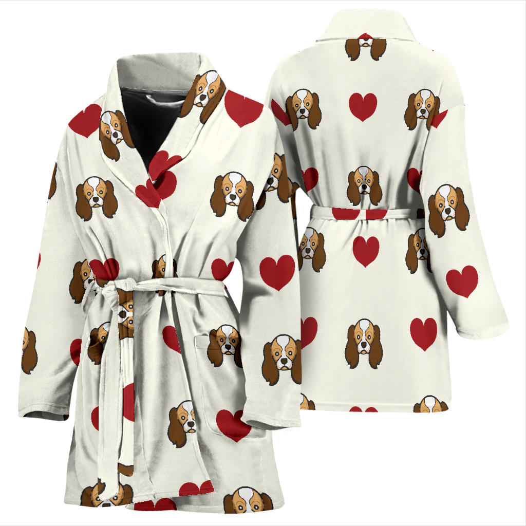 Cavalier King Charles Spaniels Pattern Print Design 01 Women Bathrobe